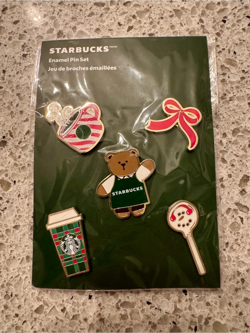STARBUCKS 5 ENAMEL PIN SET CHRISTMAS 2025 NWT ORIGINAL CUP BEAR BARISTA